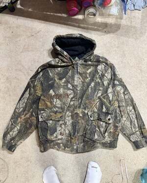 Vintage Outfitters Ridge Realtree Hardwoods Camo Hooded Hunting Jacket XL